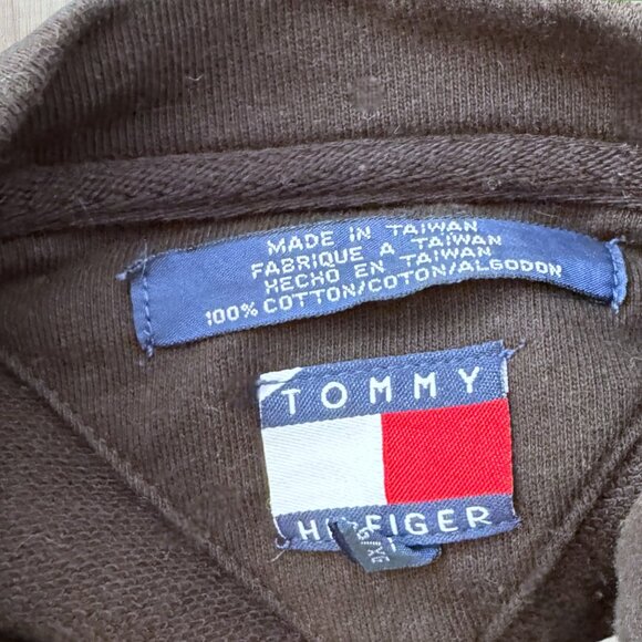 TOMMY HILFIGER Vintage Y2K Spellout Big Stripe Black White Crew Neck Sweatshirt - Picture 6 of 9